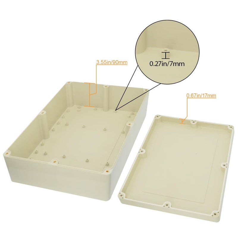 LeMotech Waterproof Dustproof IP65 ABS Plastic Junction Box Universal Electric Project Enclosure Pale Gray 12.6 x 9.45 x 4.33 inch (320 x 240 x 110 mm) - Image 4